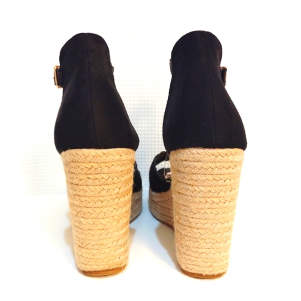 CCOCCI Jessie Espadrilles Wedge Sandal Black Suede w/ Ankle Buckle Strap - Picture 9 of 14